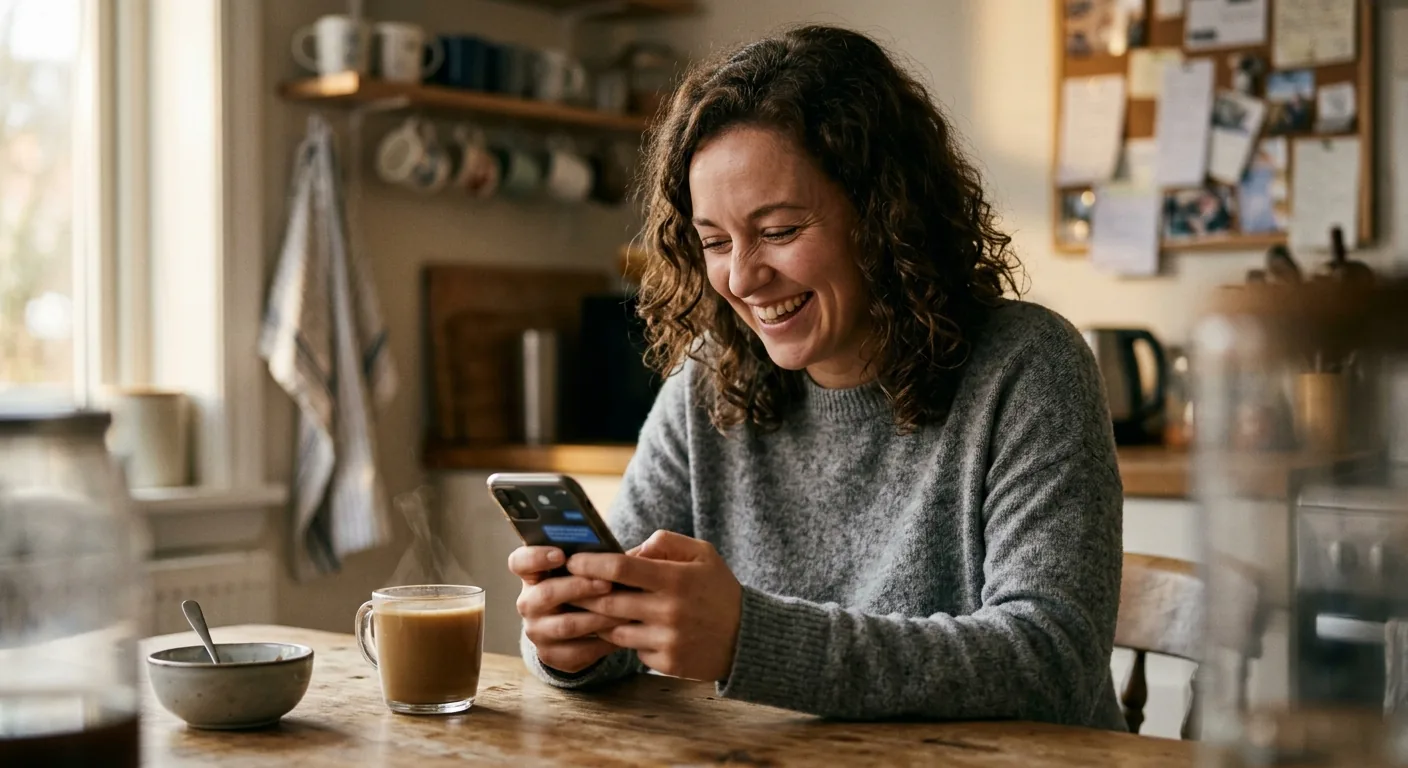 Woman texting with a smile - How to keep connection alive through messaging